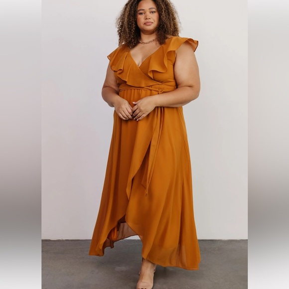NWT Baltic Born Katya Ruffle Faux Wrap Maxi Dress in Amber Plus Size XXL - Picture 13 of 14